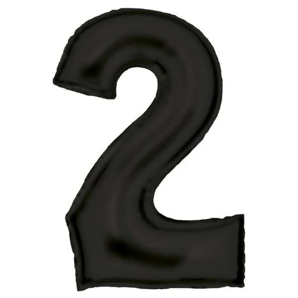 Large Silk Lustre Black Number 2 Foil Balloon - 55cm x 86cm