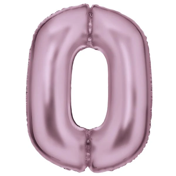 Large Silk Lustre Pastel Pink Number 0 Foil Balloon - 64cm x 90cm