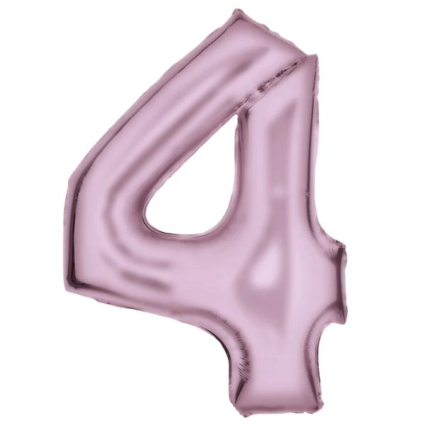 Large Silk Lustre Pastel Pink Number 4 Foil Balloon - 66cm x 93cm
