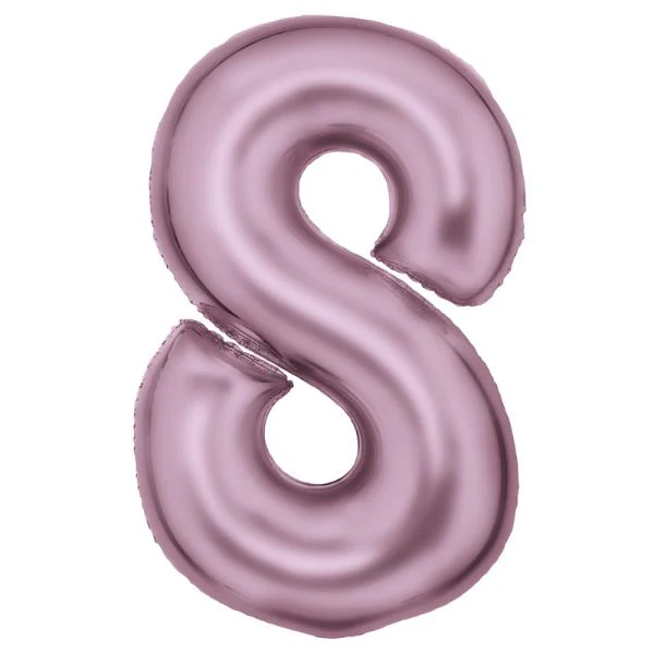 Large Silk Lustre Pastel Pink Number 8 Foil Balloon - 54cm x 87cm