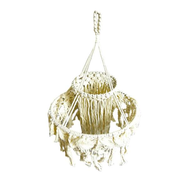 White Macrame Lamp Shade - Image 2