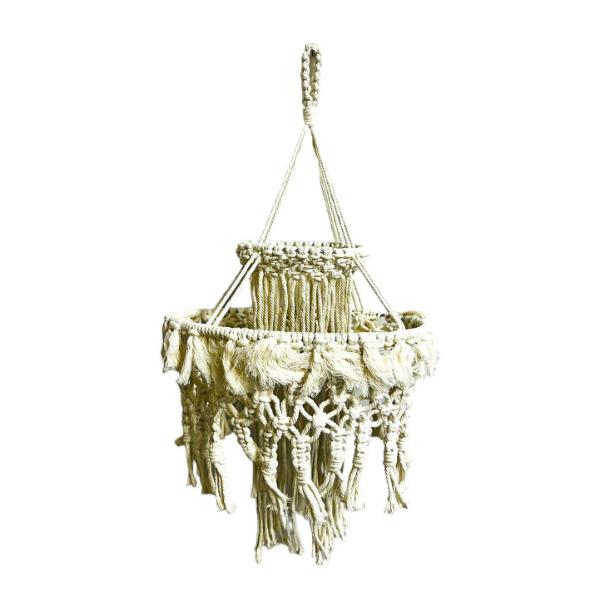 White Macrame Lamp Shade - Image 3