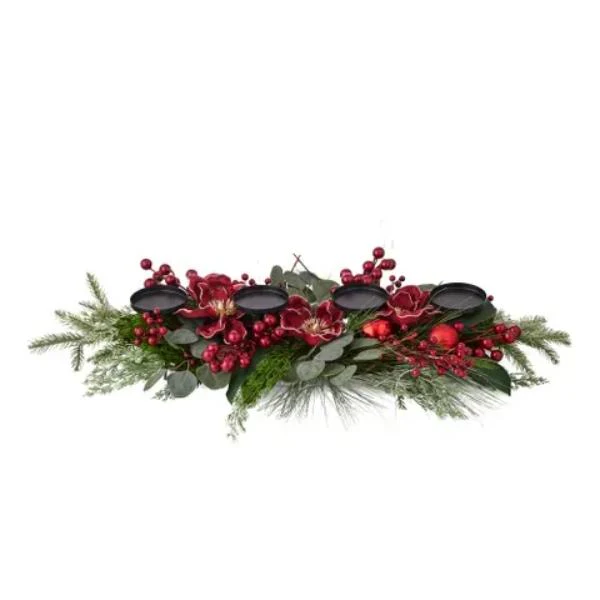 Magnol w/Bauble C/Holder Plas 95cm Red/G