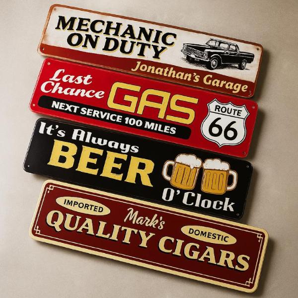 Rectangular Shape Assorted Designs Man Cave Metal Signs - 10cm x 40cm - Image 3