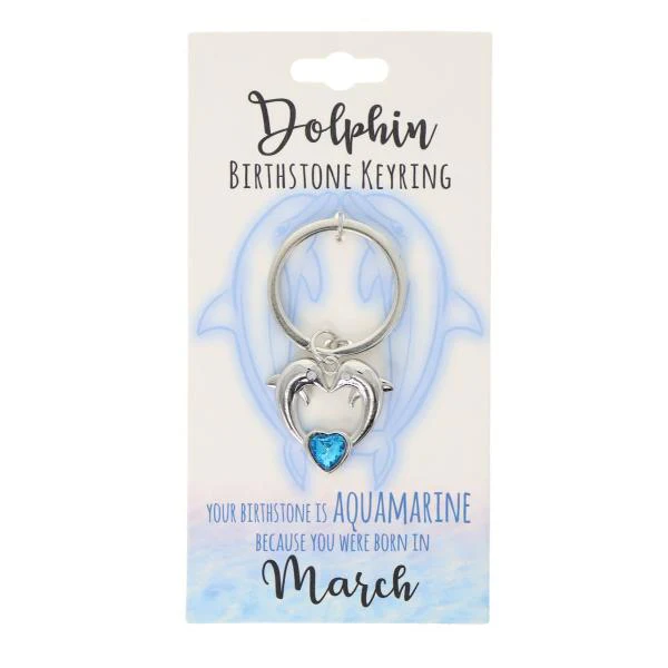 March Dolphin Birthstone Keyring