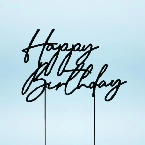 Matte Black Metal Birthday Cake Topper - Image 4