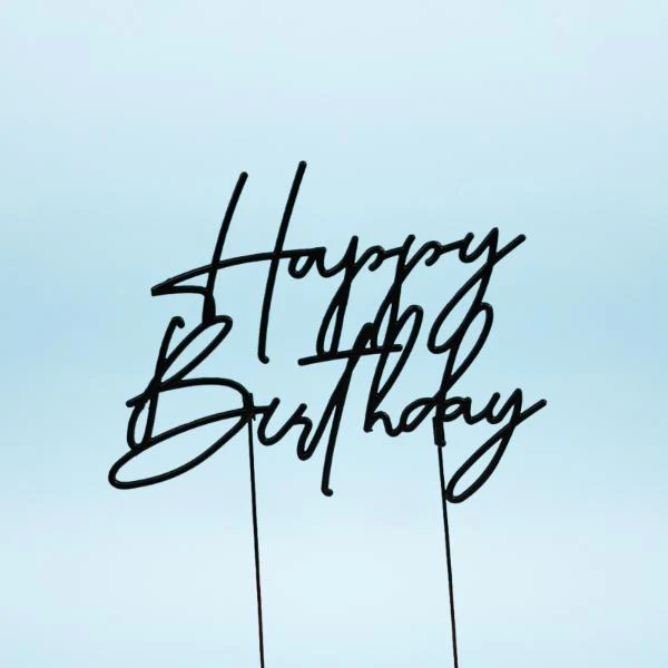 Matte Black Metal Birthday Cake Topper - Image 4