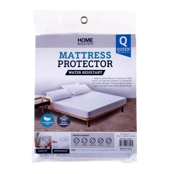 Queen Bed Water Resistant PVC Fitted With Elastic Mattress Protector - 150cm x 200cm x 35cm
