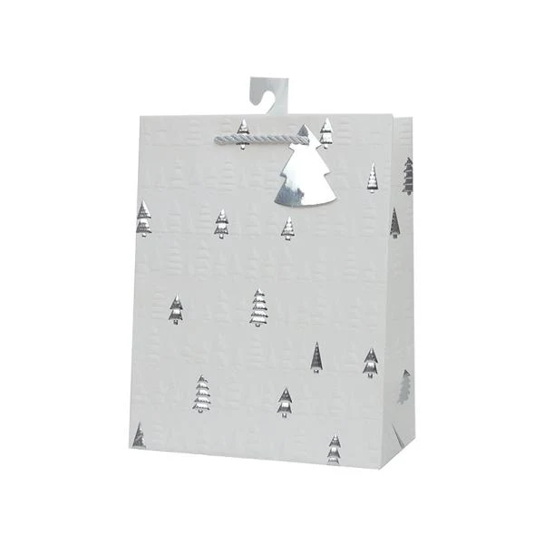 Medium Silver Tree Gift Bag - 18cm x 23cm x 10cm