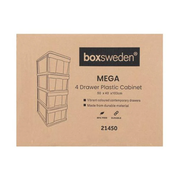 4 Mega Coloured Plastic Drawer Cabinet - 50cm x 40cm x 103cm - Image 2