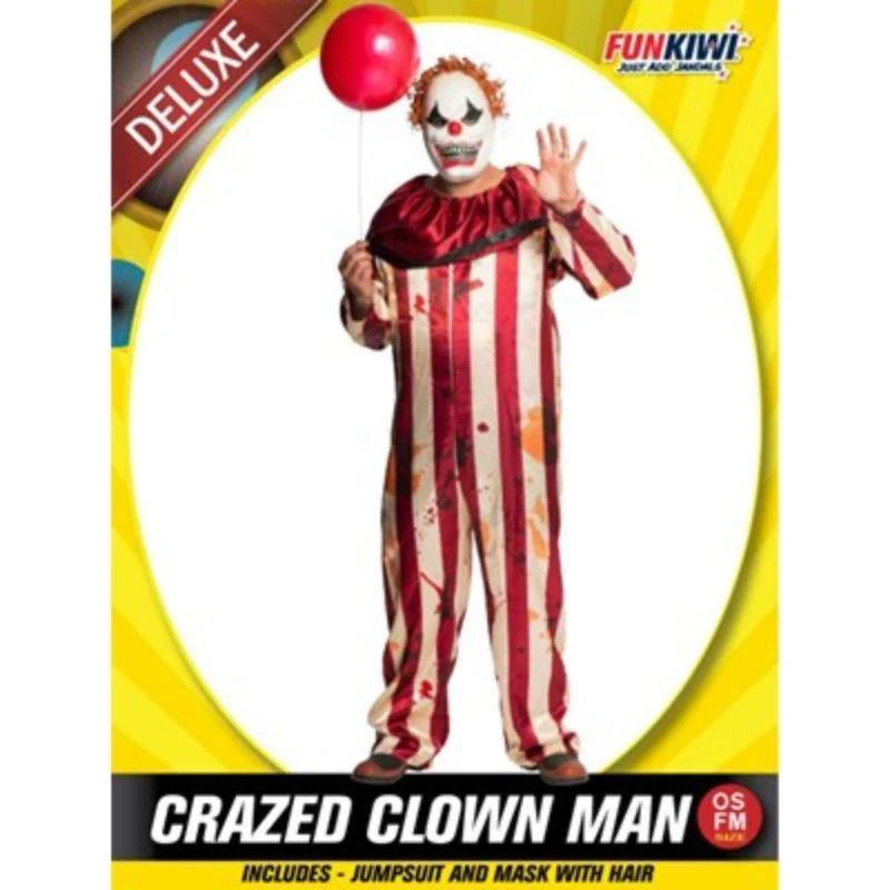 Mens Deluxe Crazed Clown Man Costume