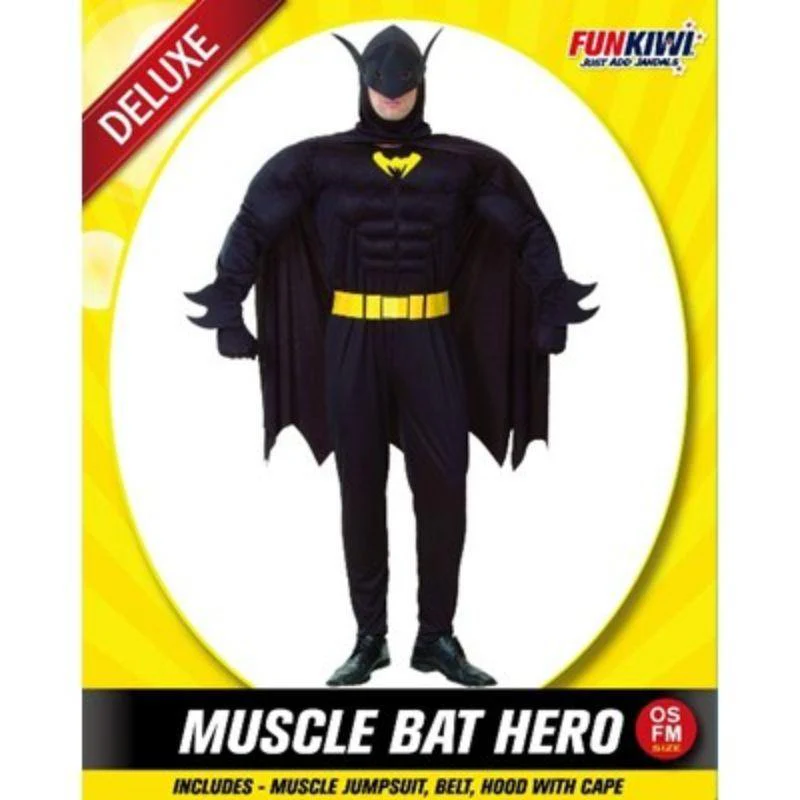 Mens Deluxe Muscle Bat Hero Costume