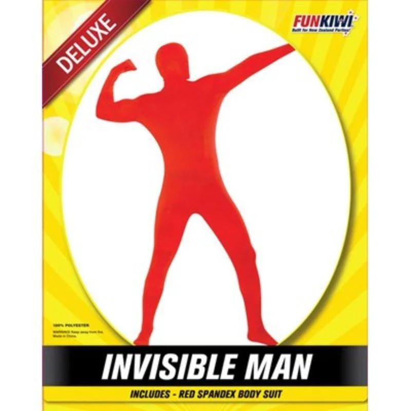 Mens Deluxe Red Invisible Man Costume