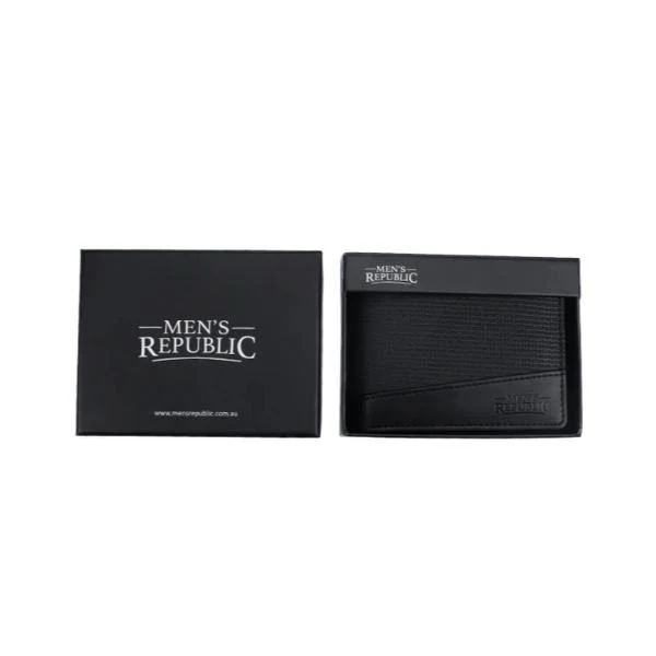 2 Tone Black Mens Republic Faux Leather Wallet - 12cm x 9.1cm x 2.6cm - Image 5