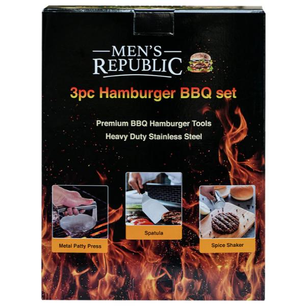3 Pack Mens Republic Hamburger BBQ Set - 25.6cm x 9.5cm x 32.8cm - Image 2