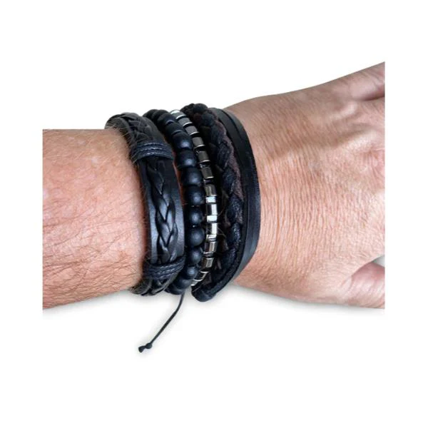 Black Mens Republic Watch Set With 4 Bracelets - 25cm - Image 2