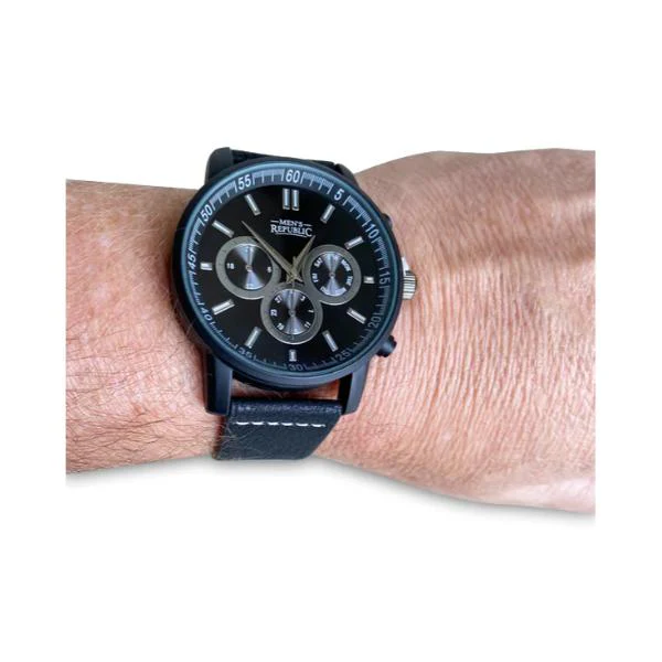 Black Mens Republic Watch Set With 4 Bracelets - 25cm - Image 4