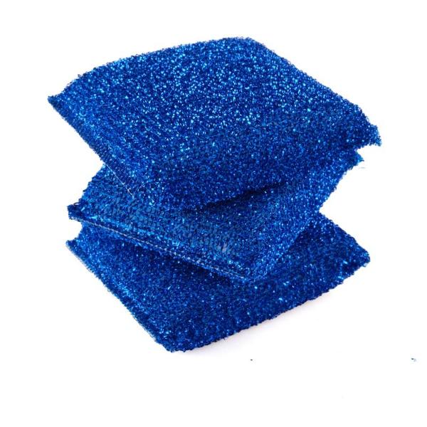 3 Pack Blue Mesh Sponge Scourer - 11cm x 8cm x 3cm - Image 4