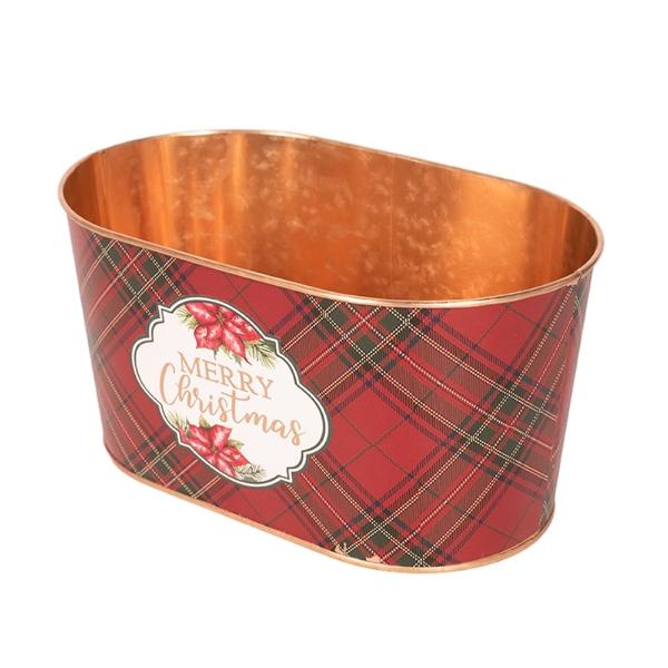 Metal With Argyle Pattern Planter - 22.5cm x 13.5cm x 11.5cm - Image 2