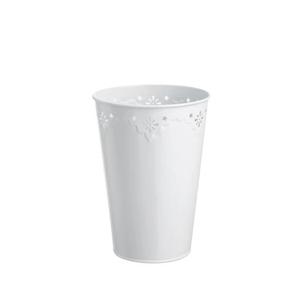 White Metal Pot - 10cm x 14cm x 20cm