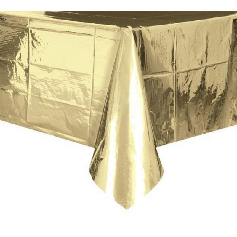 Metallic Gold Plastic Rectangle Table Cover - 137cm x 274cm