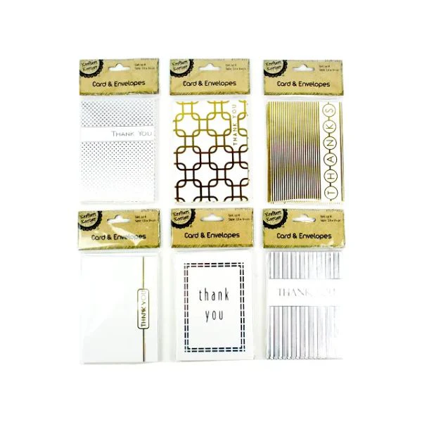 8 Pack Metallic Thank You Cards & Envelopes - 13cm x 9.4cm