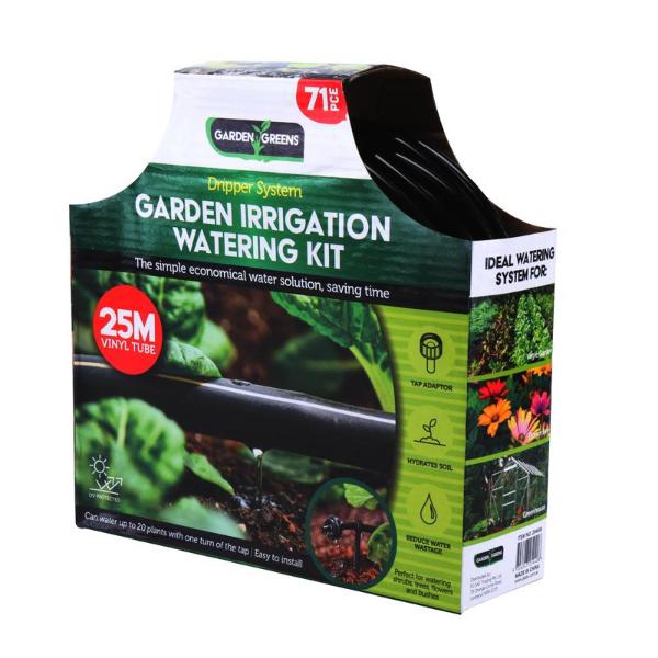 Micro Irrigation System Kit 70pc Black Includes: 23m Vinyl Pipe, Tap Adaptor, Drippers, Flow Valve, Connectors, Support Clips, Stakes & Clamps - Image 3