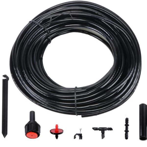 Micro Irrigation System Kit 70pc Black Includes: 23m Vinyl Pipe, Tap Adaptor, Drippers, Flow Valve, Connectors, Support Clips, Stakes & Clamps - Image 4