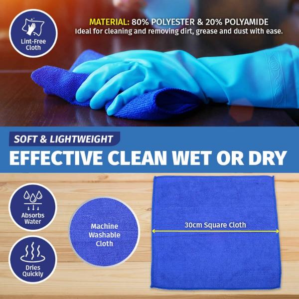 3 Pack Xtra Kleen Microfibre All Purpose Cleaning Cloth - 30cm x 30 - Image 2