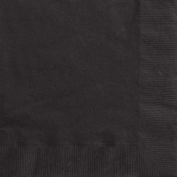 50 Pack Midnight Black 2 Ply Beverage Napkins - 25.4cm x 25.4cm