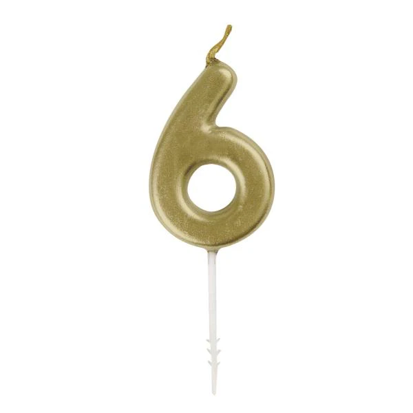 Mini Gold Numerical 6 Pick Candles - Image 2