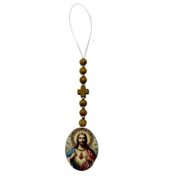 Oval Mdf Religious Car Or Hanging Charm With Jesus Image