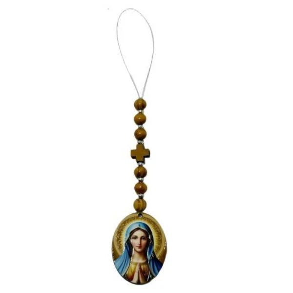 Oval Mdf Religious Car Or Hanging Charm With Mary Image