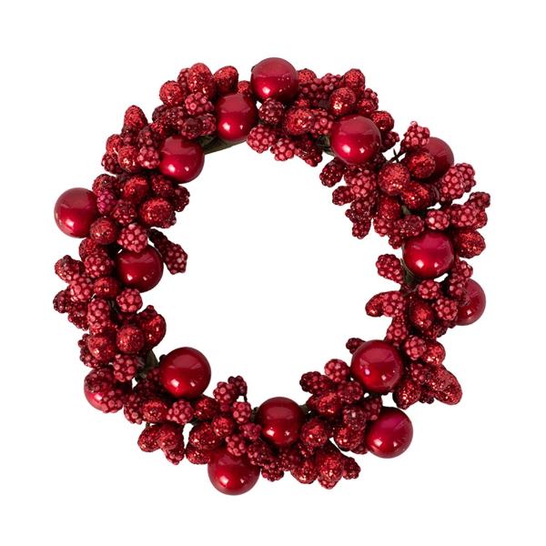 Mini Red Berry Candle Wreath - 10cm x 7.5cm - Image 2
