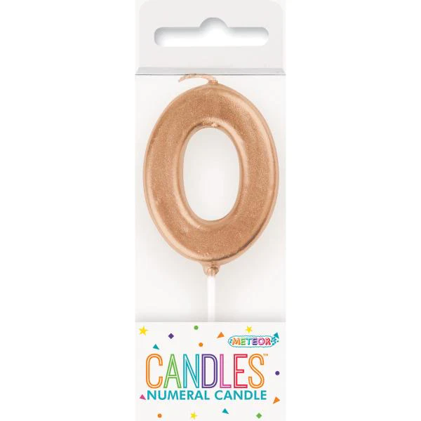 Mini Rose Gold Numerical 0 Pick Candle