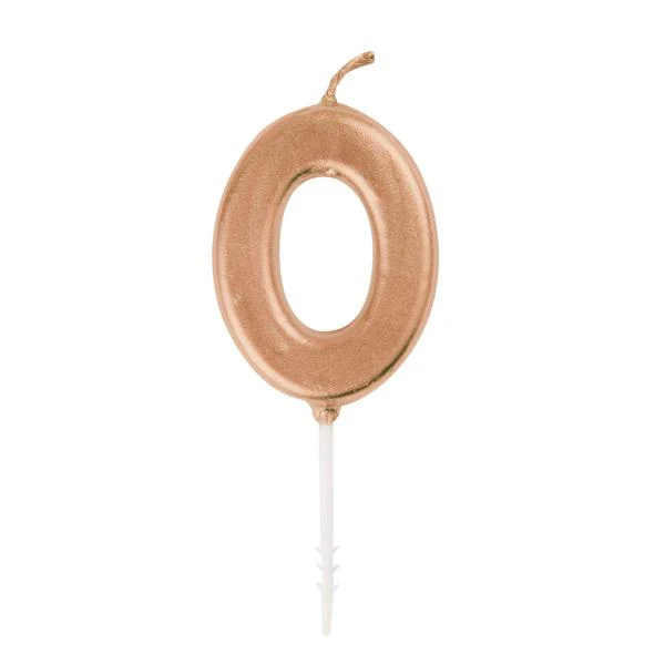 Mini Rose Gold Numerical 0 Pick Candle - Image 2