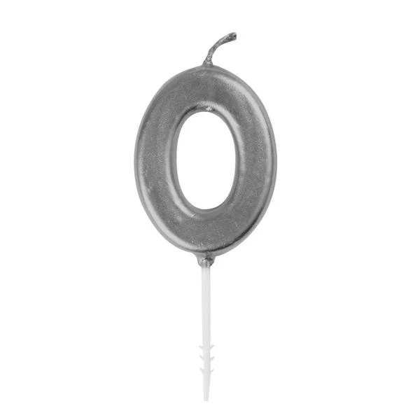 Mini Silver Numerical 0 Pick Candle - Image 2
