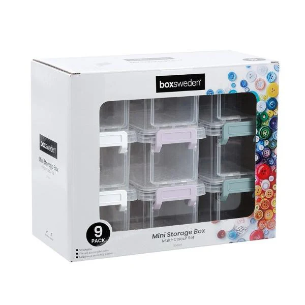 9 Pack Boxsweden Mini Storage Stackable 330ml Organiser Box - 27cm x 22cm x 13cm - Image 2