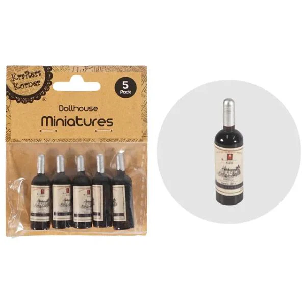 5 Pack Minature Dollhouse Wine