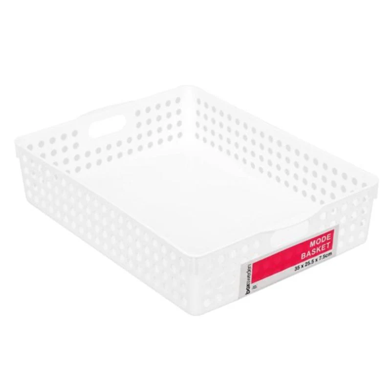 Boxsweden White Mode Basket - 35cm x 25.5cm x 7.5cm