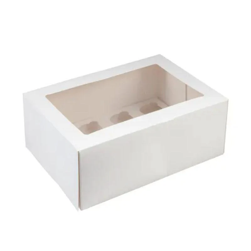 Mondo 12 Cup White Mini Cupcake Box - 25cm x 18cm x 10cm