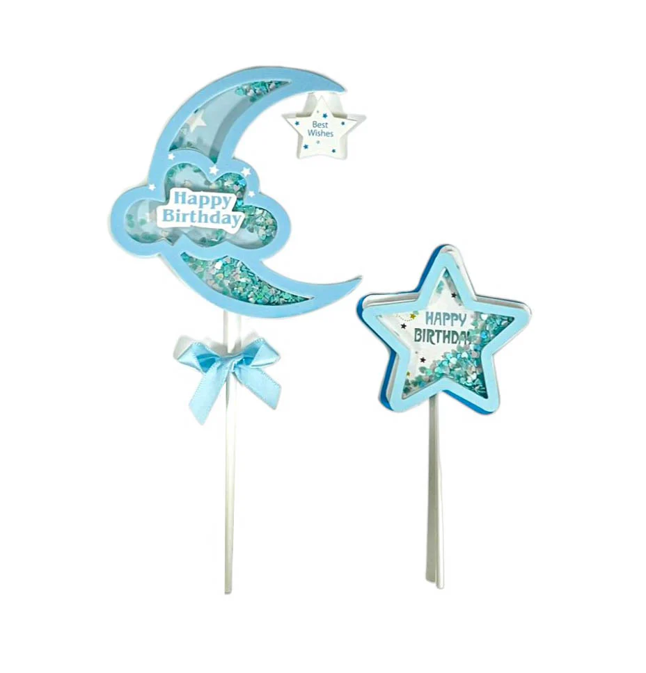 2 Pack Moon & Star Cake Topper - Image 3