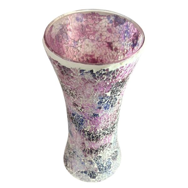 Pink & Purple Mosaic V Vase - 30cm