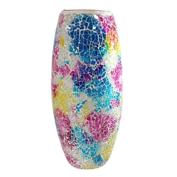 Bright Multicolour Mosaic C Vase - 30cm