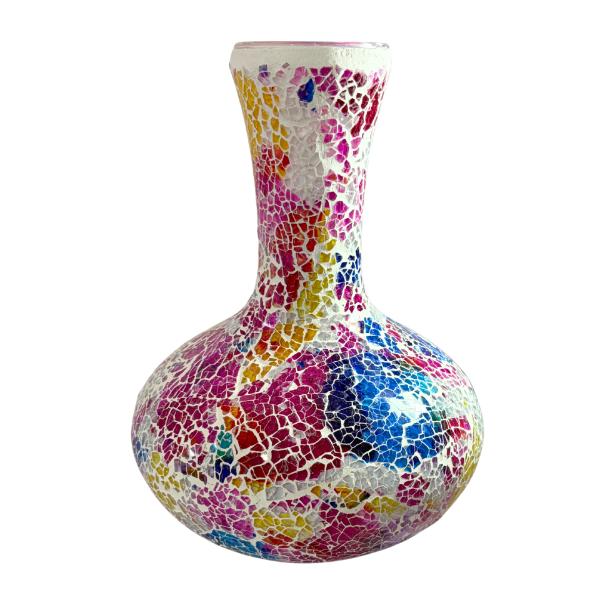 Bright Multicolour Mosaic L Vase - 25cm x 20cm