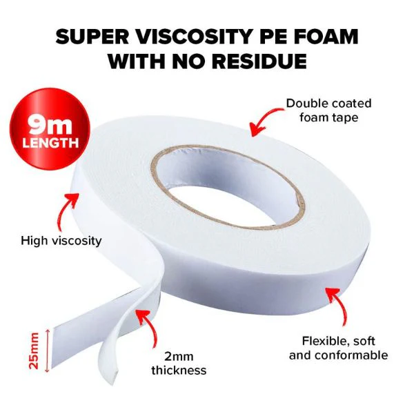 White Tape Mounting Tape - 25mm x 9m - Image 4