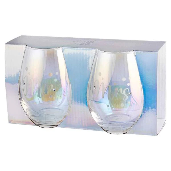 2 Pack Mr & Mrs Stemless Holographic Glass Set - 560ml - Image 2