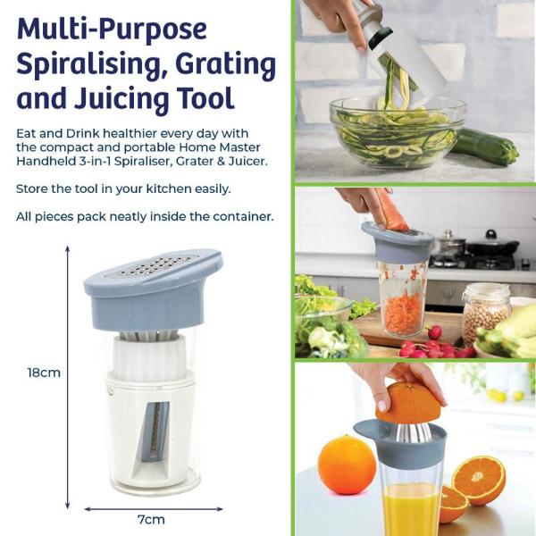 Multi-Function Kitchen Tool - Makes Spirals, Juices and Grates - 3in1 - Image 3