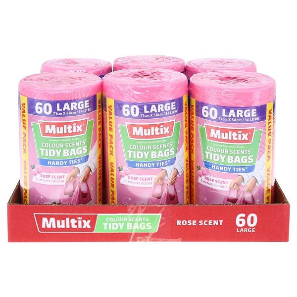 60 Pack Multix Kitchen Rose Tidy Bag - 34L