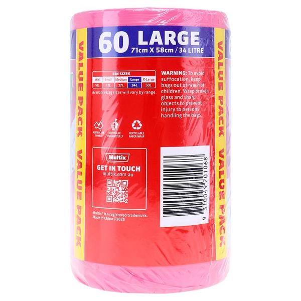 60 Pack Multix Kitchen Rose Tidy Bag - 34L - Image 3